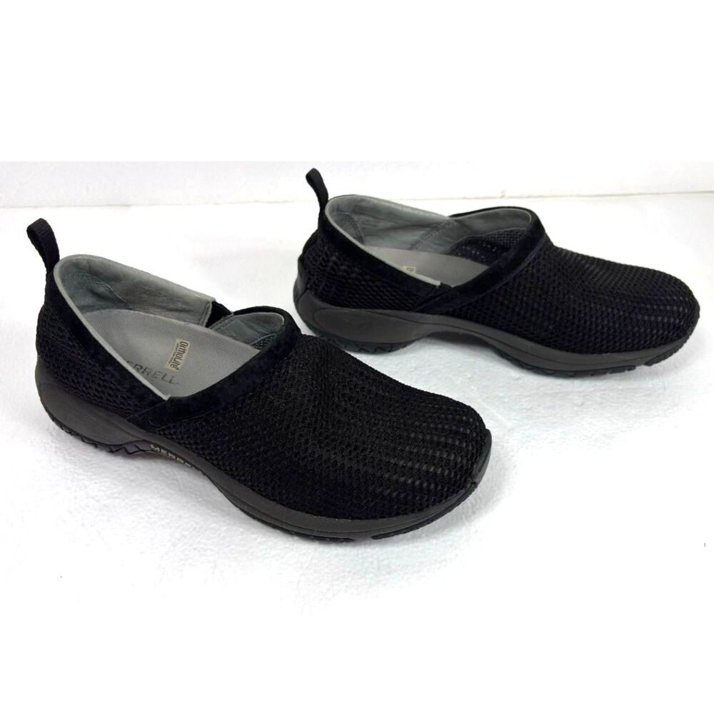 Merrell Womens Encore Breeze Mesh Slip On Mules Comfort Flats Black Size 8.5